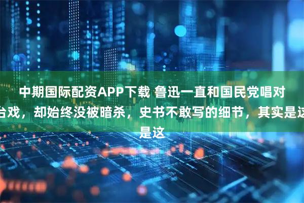 中期国际配资APP下载 鲁迅一直和国民党唱对台戏，却始终没被暗杀，史书不敢写的细节，其实是这